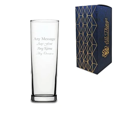 Image of Personalised Engraved Tubo Hiball Cocktail Glass, Gift Boxed, Personalise with Any Message for Occasion