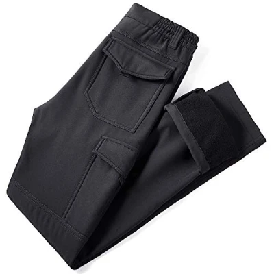 Image of YAWHO Men&#039;s hiking trousers, outdoor trekking softshell functional cargo quick drying, waterproof, windproof Black XL