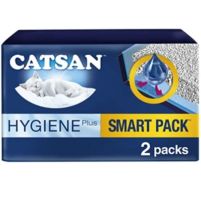 Image of CATSAN Hygiene Plus Non Clumping Adult Cat Litter and Kitten With Liner 2 x 4L Bag Smart Pack Inlays