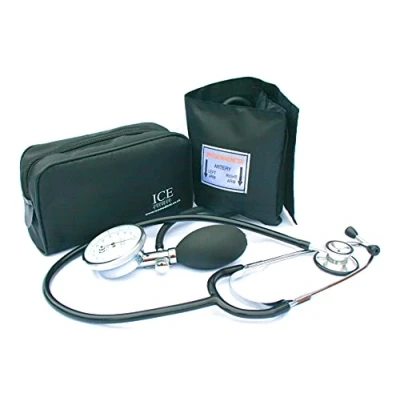 Image of Aneroid Sphygmomanometer with 1 Adult Cuff and Black Stethoscope Blood Pressure Monitor Kit