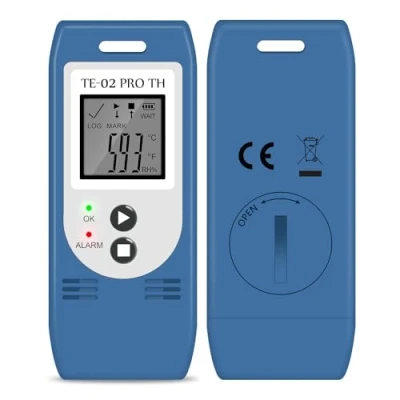Image of ThermElc TE 02 Pro TH Temperature Humidity Logger with Auto CSV &amp; PDF Reports, Compare Multi Devices Data, Monitor Cold Frozen Storage Calibration Certificate Recorder