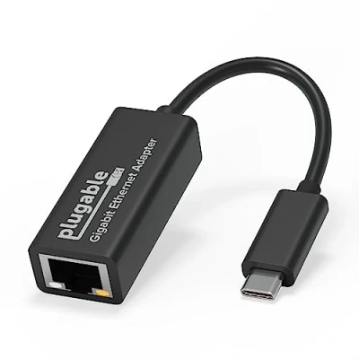 Image of Plugable USB C Ethernet Adapter, Fast and Reliable Gigabit Connection, Compatible with Windows 11, 10, 8.1, 7, Linux, Chrome OS, Dell XPS, HP, Lenovo