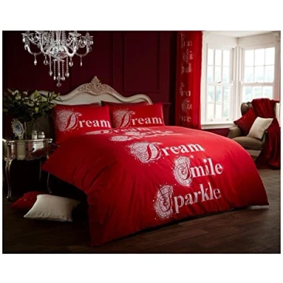 Image of Gaveno Cavailia Luxurious SPARKLE Bed Set with Duvet Cover and Pillow Case, Polyester Cotton, Red, Super King 11098461
