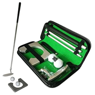 Image of OKBY Golf Putter Set, Indoor Putting Practice Cup Training Clubs Kit Return Machine with Club, Balls, Goal Rack, Carry Bag