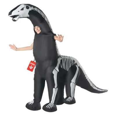 Image of Morph MCKGIDIS Animal Inflatable Dinosaur Giant Jurassic Costume, Cartoon, Diplodocus Skeleton Kids, One Size