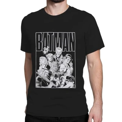 Image of DC Comics Batman Tshirt Mens T Shirts for Men Joker Shirt L Official Merchandise Black