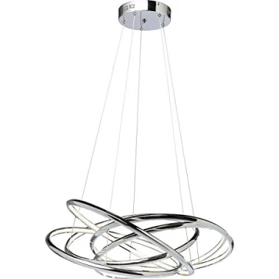 Image of Kare Design Pendant Lamp Saturn LED Chrome Big, Chrome, Lamp, Aluminium, Height adjustable, 120x75x75cm (h/w/d)