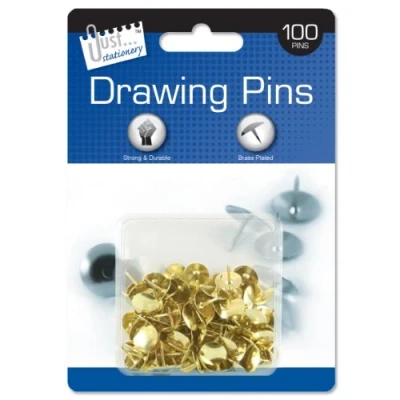 Image of Just Stationery Drawing Pins on Blister Card (Pack of 100)