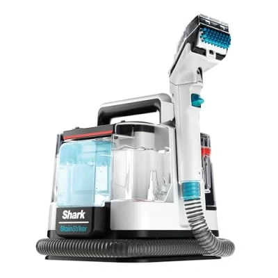 Image of Shark StainStriker Pet Stain &amp; Spot Cleaner with 4 Tools including Crevice Tools, 2x Bespoke Cleaning Formulas Remove Stains, Odours Dirt, Lightweight, 450W, White, PX200UKT
