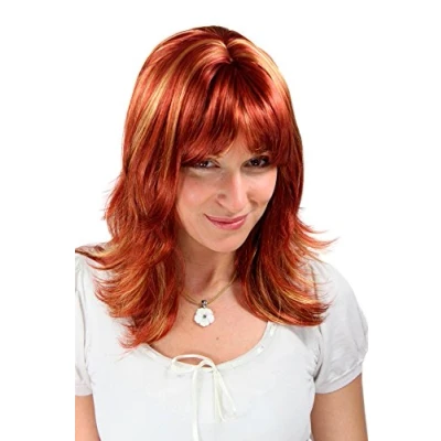Image of BREATHTAKING Wig mixed RED/BLONDE strands LONG (1548 colour 350 144)
