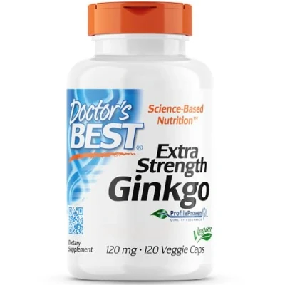 Image of Doctor&#039;s Best, Extra Strength Ginkgo, 120mg, 120 Vegan Capsules, Vegetable, Gluten Free, SOYA Vegetarian