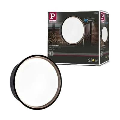 Image of Paulmann 94696 LED outdoor luminaire wall Platomo seawater resistant IP44 round 180mm 3000K 14.5W 1200lm 230V black plastic