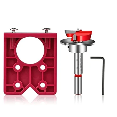 Image of Bordhap 35mm Hinge Jig Drill Guide Sets Door Hole Cutter Concealed with Bit Positioner for Furniture Wood
