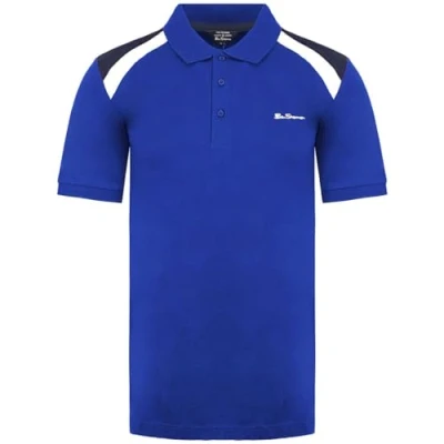 Image of Ben Sherman Short Sleeve Collared Blue Mens Polo Shirt 0065225 Ink