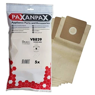 Image of Paxanpax VB829, Compatible Paper Vacuum Bags for RL095, RL111 Type 15L &amp; 20L Ash Debris Cleaner (Pack of 5), Brown