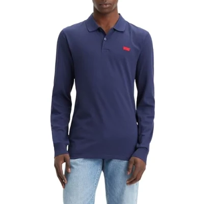 Image of Levi&#039;s Men&#039;s Long Sleeve Slim Housemark Polo Shirt, Naval Academy, L