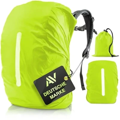 Image of AVANA rain cover for backpacks with reflective stripes (10 70L) waterproof school bag reflector backpack neon green