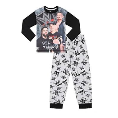 Image of WWE Boys Roman Reigns Randy Orton John Cena World Wrestling Entertainment Long Pyjama Set (5 6 Years) Grey