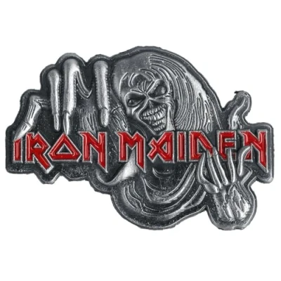 Image of Iron Maiden Number of The Beast Unisex Grey/Red Zinc Alloy Brooch