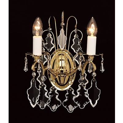 Image of Louvre 2 Light Polished Brass Crystal Candle Wall Lamp