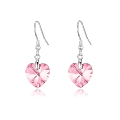 Image of Philip Jones Sterling Silver Light Rose Heart Earrings Created with Zircondia® Crystals