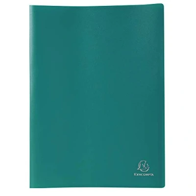 Image of Exacompta Ref 8553E Soft PP Display Book Suitable for A4 Documents, Made from Polypropylene, Lightweight, 50 Pockets, 100 Viewing Pages Green Cover