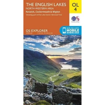 Image of The English Lakes: North Western Area Map Weatherproof Keswick, Cockermouth &amp; Wigton Ordnance Survey OS Explorer Active OL4 England Walks Hiking Maps Adventure