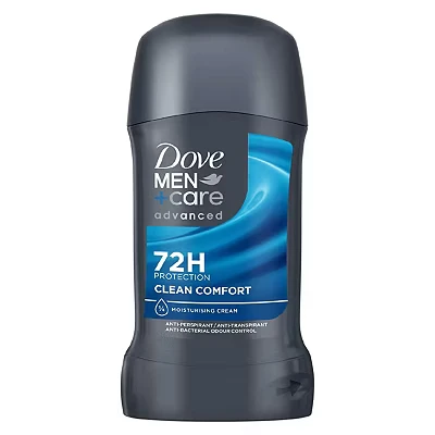 Image of Dove Men+Care Advanced Clean Comfort anti Perspirant Stick Men&#039;s Deodorant with Triple Action Technology for 72 hour sweat protection and bacterial odour control 50 ml