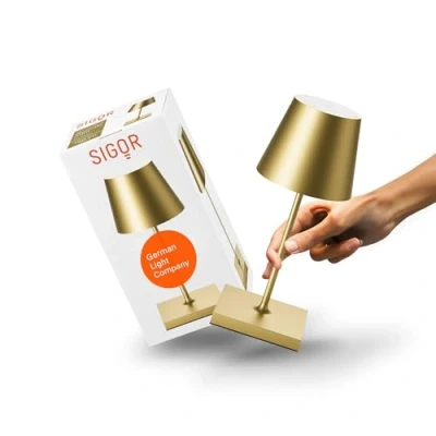 Image of Sigor Nuindie pocket LED rechargeable table lamp, grey, IP54, dimmable