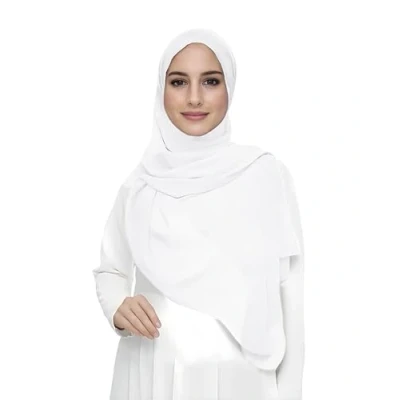 Image of Premium Chiffon Hijab Head Scarf Shawl Wrap for Muslim Women Lightweight (White)