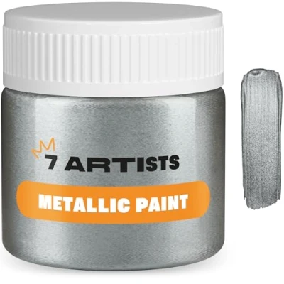 Image of 7 Artists Metallic Acrylic Paint 50 ml Silver Paints Acrilic