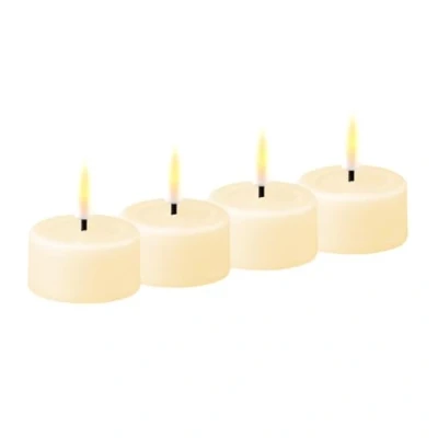 Image of Deluxe Homeart Indoor Flameless Cream LED Tealight Set of 4 with Real Flame™ Technology Battery Powered Candle