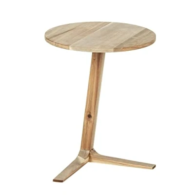 Image of WENKO Acina Side Table Round Coffee Made of FSC Certified Acacia Wood, Bedside Table, Decorative or Shelf, in Single Leg Design, Diameter 40 x 50 cm