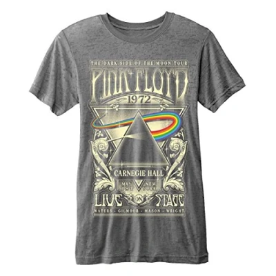 Image of Official T Shirt Pink Floyd Vintage Distressed 1972 Poster Stonewash Burnout XXL Grey