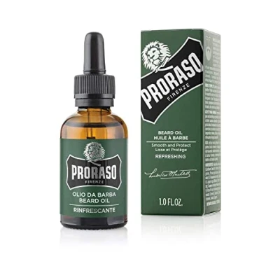 Image of Proraso Beard Oil, Refreshing, 30ml, Eucalyptus, Bergamot, and Rosemary scent, Made in Italy
