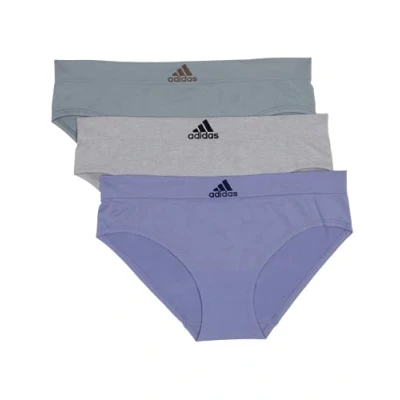 Image of adidas Women&#039;s Seamless Hipster Underwear 3 Pack Panties, Silver Violet/Heather Grey/Silver Green, S