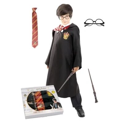 Image of Funidelia Harry Potter Kits for boys &amp; girls Wizards, Gryffindor, Hogwarts Costumes kids, accessory fancy dress props Halloween, carnival parties Size 10 12 years Black