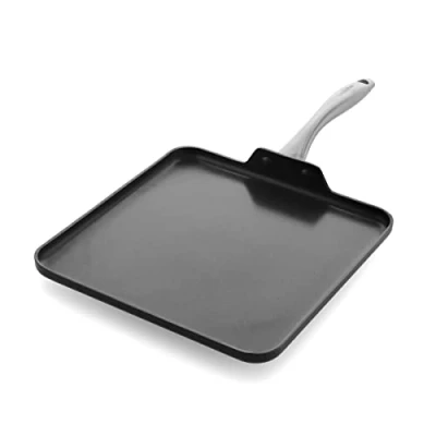 Image of GreenPan Lima Midnight Hard Anodized Healthy Ceramic Non Stick 28 cm Square Griddle Pan, PFAS Free, Induction Suitable, Oven Safe, Black