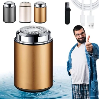 Image of Mini Electric Shaver, Portable Shaver for Women Men, Usb Rechargeable Waterproof Razor (Gold)