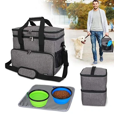Image of Teamoy Travel Bag for Dog Gear, Carrying Pet Food, Treats, Toys and Other Essentials, Ideal Travel, Camping or Day Trips (Large, Grey)