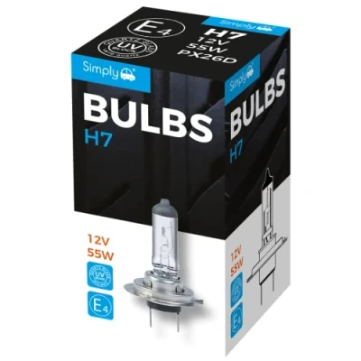 Image of Simply S499 H7 Car Headlight Bulb 12V, 55W, Complies with ECE R 37, UV Filter, Suitable for all Headlights, Maximum Visibility (BOXED) , White