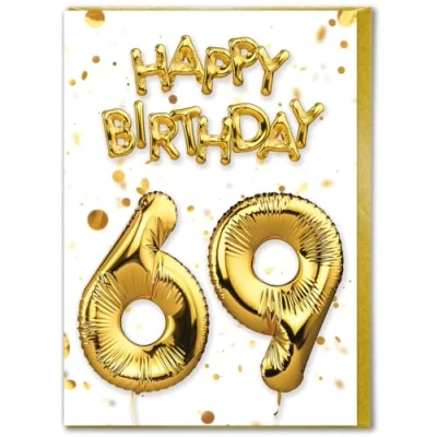 Image of Brainbox Candy 69th Birthday Card Age 69 Beautiful White Gold Foil Effect Cards For Him Her Men Women Friends