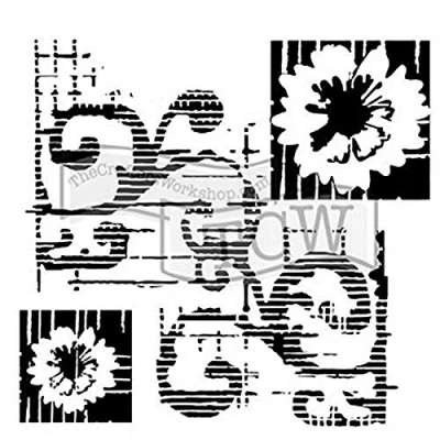 Image of The Crafters Workshop Stencil Flower Scroll, Synthetic Material, 18 x 16 0.1 cm