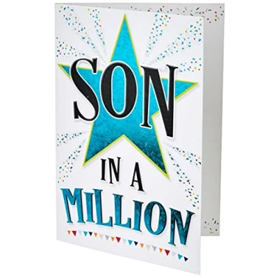 Image of Piccadilly Greetings Modern Birthday Card Son 7 x 5 inches, whitegreenyellowblack