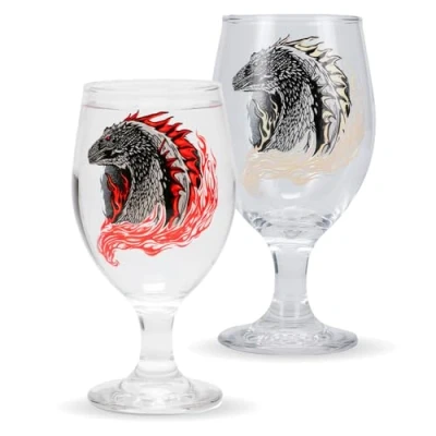 Image of Paladone House of The Dragon Colour Changing Glass Officially Licensed HOTD Merchandise, 350ml (11 fl oz) Goblet for Cold Drinks, Gift Game Thrones Targaryen Fans