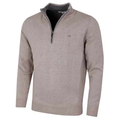 Image of Calvin Klein Mens 1/2 Zip CK Golf Sweater Oat Marl XXXL