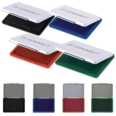 Image of Stamp Pad 9x5.5 cm, 4 Colours, Black, Blue, Red, Green