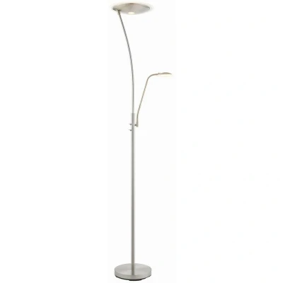 Image of Alassio LED 1 Light Floor Lamp Satin Chrome, And Frosted Plastic