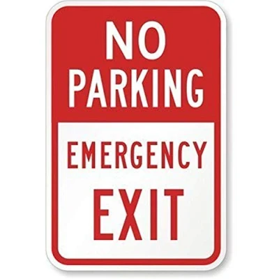 Image of No Parking Emergency Exit Sign Warning Tin 8x12 inches