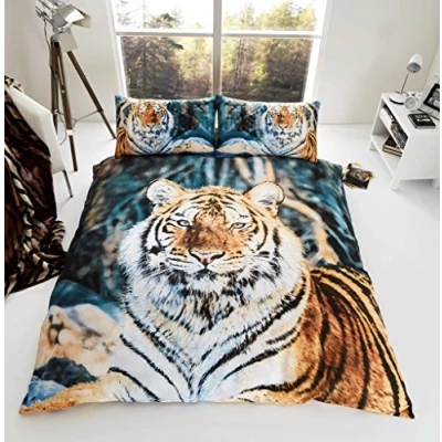 Image of GC GAVENO CAVAILIA Wildlife Duvet Cover Sets, 3D Animal Bedding Set, Soft &amp; Cosy Breathable Comforter Covers, Tiger, King